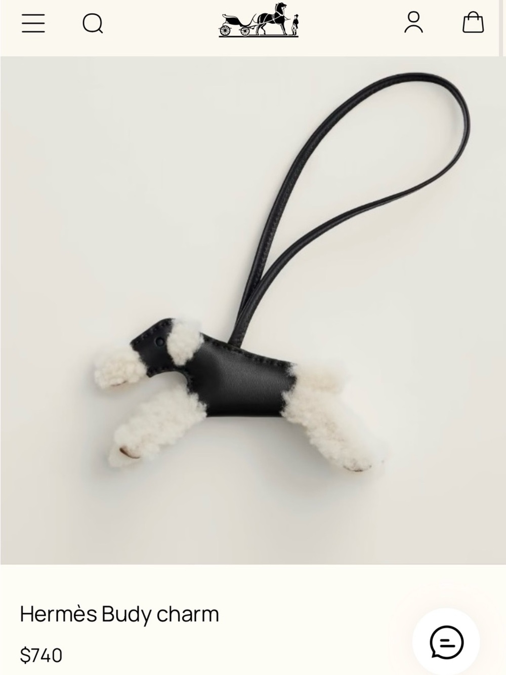 Hermes Black and White Buddy Charm